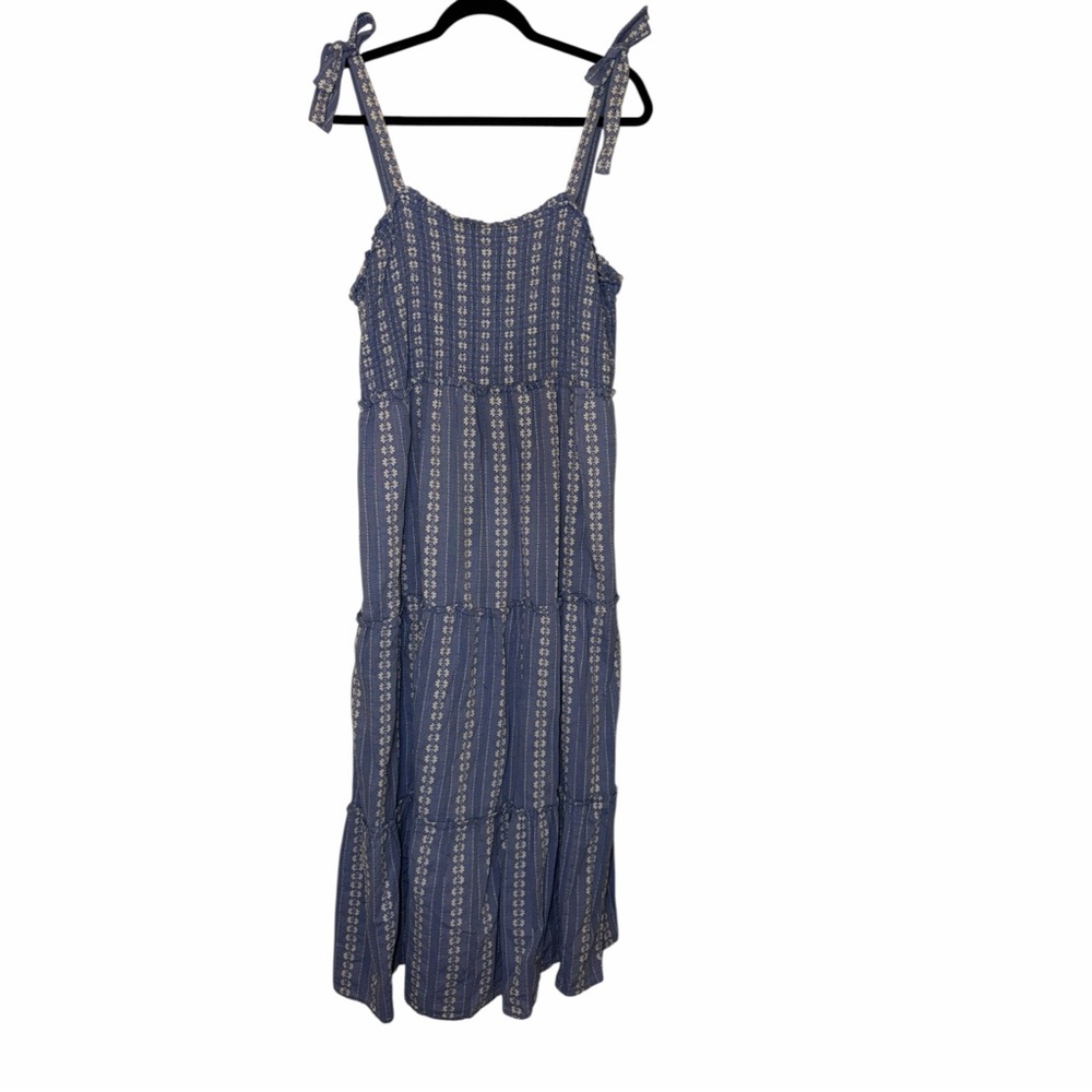 Draper James Blue Printed Tie-Shoulder Maxi Dress